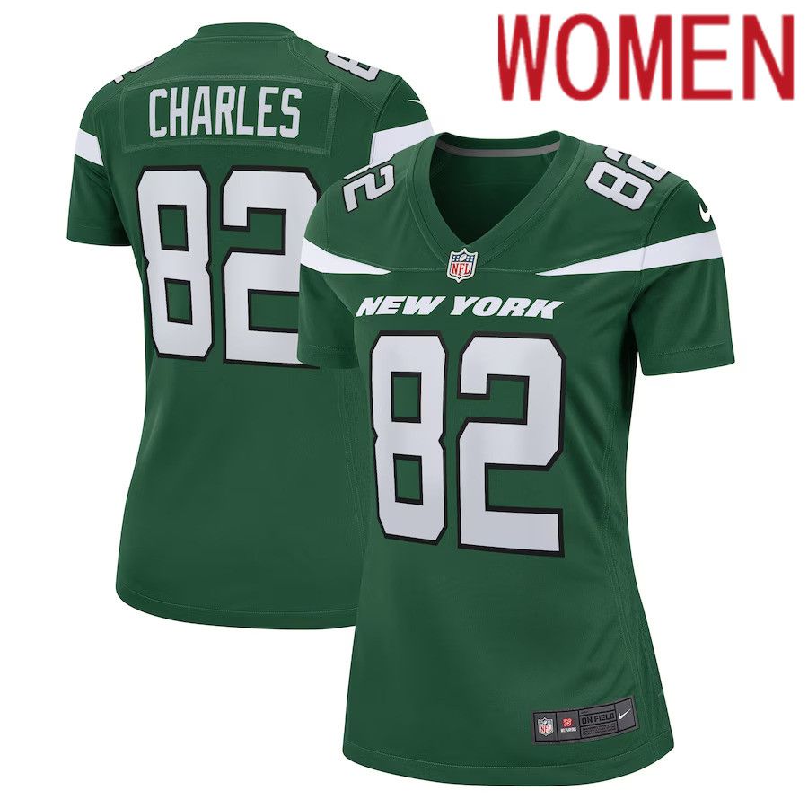 Women New York Jets 82 Irvin Charles Nike Gotham Green Game Player NFL Jersey